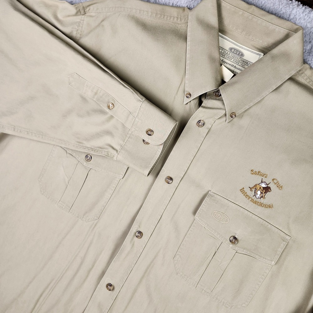 BOYT HARNESS COMPANY Outdoor Apparel Button‎ Down Shirt Men's 2XL Cotton Safari